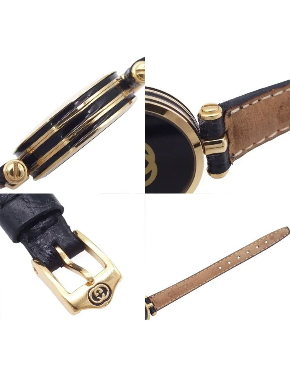 Gucci Sherry Line Black SS Leather Vintage Watch
